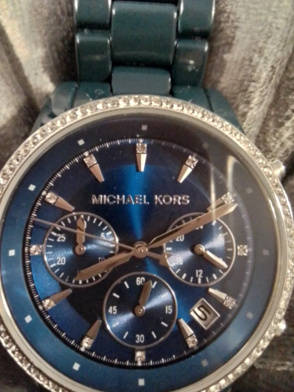 Michael Kors Navy Blue Crystal Accent Chronograph Watch